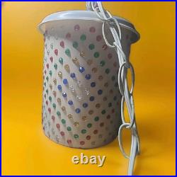 11 Vintage MCM 70s Lawnware Type Multicolor Hanging Swag Lamp Diamond/X Design