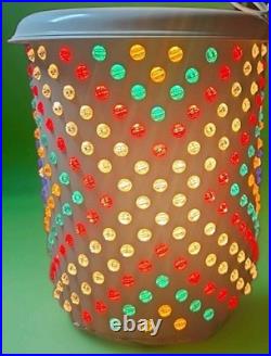 11 Vintage MCM 70s Lawnware Type Multicolor Hanging Swag Lamp Diamond/X Design