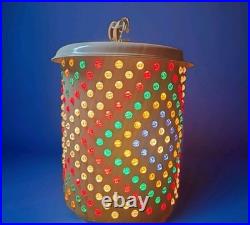 11 Vintage MCM 70s Lawnware Type Multicolor Hanging Swag Lamp Diamond/X Design