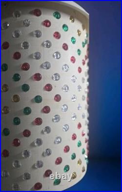 11 Vintage MCM 70s Lawnware Type Multicolor Hanging Swag Lamp Diamond/X Design