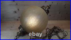 12 Vintage Mid Century Amber Glass Swag Hanging Globe Light Orb Lamp with Chain