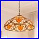 16''Antique Bronze Single Head Glass Lamp, Autumn Leaf Tiffany Pendant Light, New
