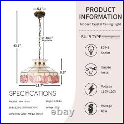 16 Inch Vintage Colored Single Head Glass Lamp, Bedroom Pink Lace Pendant Light