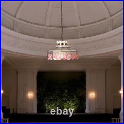 16 Inch Vintage Colored Single Head Glass Lamp, Bedroom Pink Lace Pendant Light