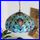 16 Inch Vintage Glass Lamp, Green Floral Tiffany Pendant Light, 1 Lamp Head, New