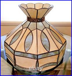 16 Vintage Tiffany Hanging Stained Glass Lamp Light Fixture Chandelier Swag