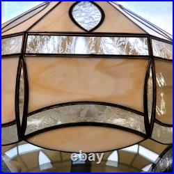 16 Vintage Tiffany Hanging Stained Glass Lamp Light Fixture Chandelier Swag