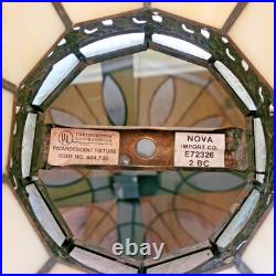 16 Vintage Tiffany Hanging Stained Glass Lamp Light Fixture Chandelier Swag