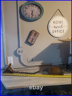 1920's Hallway Vestibule Hanging Swag Pendant Lantern Lamp Amber Glass Repowered