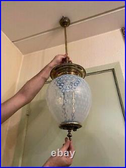 1920s RARE Antique BEAUTIFUL Vaseline Uranium glass Hanging Lamp Ampel