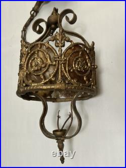 1920s Spanish Revival Pendant Light Hanging Hallway Lamp Original Antique