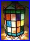 1920s Stained Colored Glass Hanging Lantern Light Denmark 9 1/2 By 6 1/2