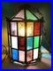 1920s Stained Colored Glass Hanging Lantern Light Denmark 9 By 12