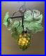 1930's Pendant Lamp Czechoslovakian Glass Grapes with Leafs WINE CELLAR LIGHT