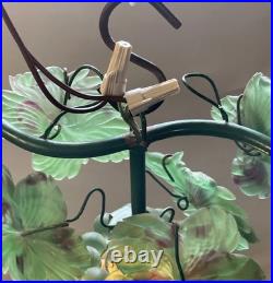 1930's Pendant Lamp Czechoslovakian Glass Grapes with Leafs WINE CELLAR LIGHT