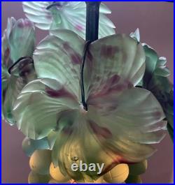 1930's Pendant Lamp Czechoslovakian Glass Grapes with Leafs WINE CELLAR LIGHT