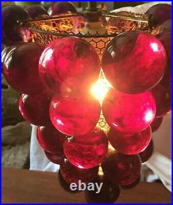 1960's Lucite Grapes Swag Light Hanging Lamp Purple Vintage Mid Century 13
