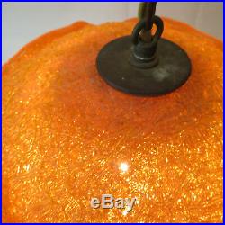 1960's Orange Spaghetti 13 Plastic Lucite Hanging Swag Lamp with Chain VTG Ball