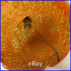 1960's Orange Spaghetti 13 Plastic Lucite Hanging Swag Lamp with Chain VTG Ball