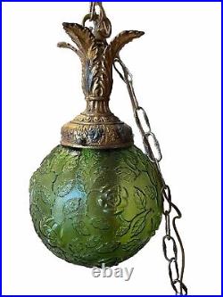 1960's Vintage Green Globe Hanging Lamp