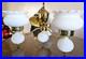 1960s Hobnail Milk Glass Chandelier 3 Arm Hanging Fixture Ceiling Lamp Moe Light