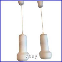 1960s Pair of White Milk Glass Lamp Pendants by Doria Leuchten of Germany