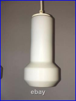 1960s Pair of White Milk Glass Lamp Pendants by Doria Leuchten of Germany