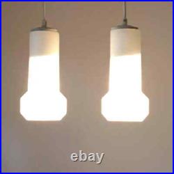 1960s Pair of White Milk Glass Lamp Pendants by Doria Leuchten of Germany