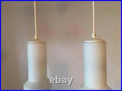 1960s Pair of White Milk Glass Lamp Pendants by Doria Leuchten of Germany