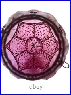 1960s Pink Hand Blown Glass Caged Lamp/Pendant, Hollywood Regency, Boho, MCM