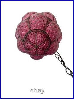 1960s Pink Hand Blown Glass Caged Lamp/Pendant, Hollywood Regency, Boho, MCM