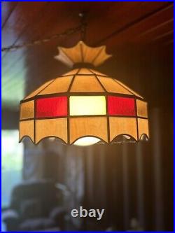 1970's Stained Glass Retro Hanging Light