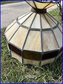 1970's Stained Glass Retro Hanging Light