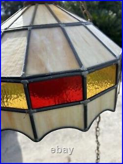 1970's Stained Glass Retro Hanging Light