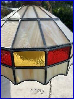 1970's Stained Glass Retro Hanging Light