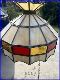 1970's Stained Glass Retro Hanging Light