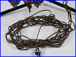 1970s Hollywood Regency / Middle Eastern Hanging Filigree Brass Lamp Chandelier