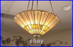 1988 Clasic Lamp Light Fixture Tiffany Style Stained Glass Hanging Lamp Vintage