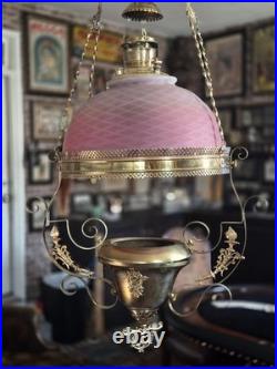 19th Century Miller Hanging Kerosene Oil Lamp