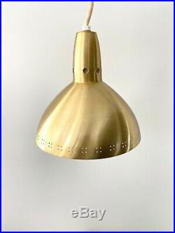 1 New Old Stock Vintage Mid Century Modern Brass Hanging Pendant Cone Lamp Light