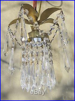 1 Pineapple lamp Hanging Swag Brass Chandelier crystal prism garland vintage
