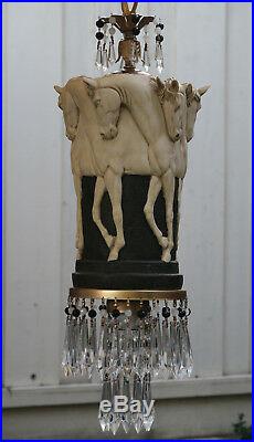 1 Stallion Horse chandelier hanging Swag Lamp Vintage EQUESTRIAN beads Crystal