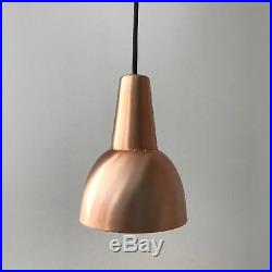 1 Vintage Mid Century Danish Modern Copper Hanging Pendant Cone Lamp Light