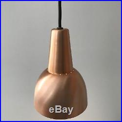 1 Vintage Mid Century Danish Modern Copper Hanging Pendant Cone Lamp Light