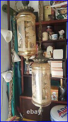 1 Vintage mcm Falkenstein Hanging Swag Lamp Light regency Mid Century euc