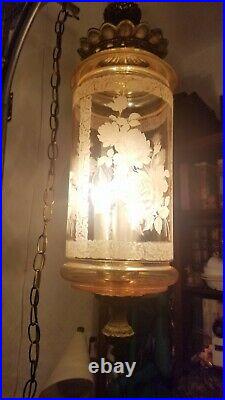 1 Vintage mcm Falkenstein Hanging Swag Lamp Light regency Mid Century euc