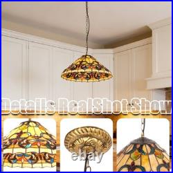 1-head Antique Bronze Glass Lamp, 16 In Warm Yellow Floral Tiffany Pendant Light
