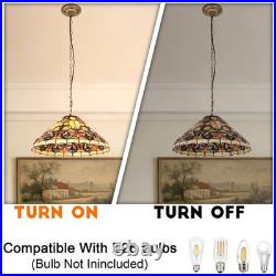 1-head Antique Bronze Glass Lamp, 16 In Warm Yellow Floral Tiffany Pendant Light