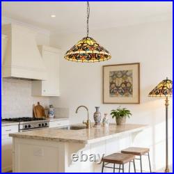 1-head Antique Bronze Glass Lamp, 16 In Warm Yellow Floral Tiffany Pendant Light