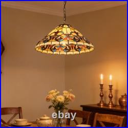 1-head Antique Bronze Glass Lamp, 16 In Warm Yellow Floral Tiffany Pendant Light